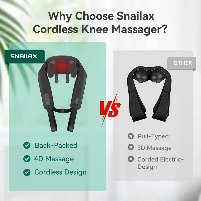 Snailax Neck Massager with Heat, Shoulder, and Neck Massager, Deep Kneading Neck Back Massager, Cordless, Lightweight, Comfortable for Gifting