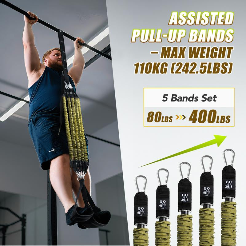 Alongsong Pro Pull-Up Assist Bands – Heavy-Duty 320-400Lb Adjustable Resistance for Home Gym & Outdoor Training