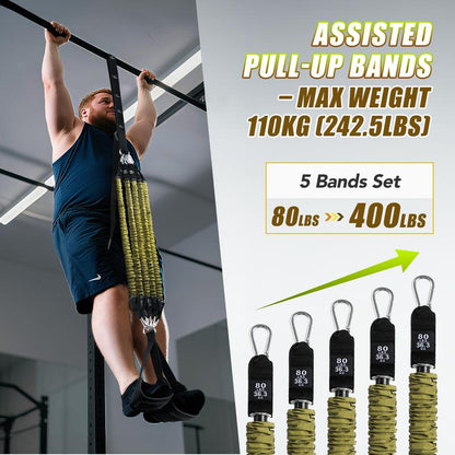 Alongsong Pro Pull-Up Assist Bands – Heavy-Duty 320-400Lb Adjustable Resistance for Home Gym & Outdoor Training